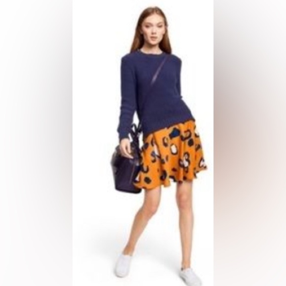 NEW PhillipLim Flare Skirt Orange/Rust/Blue LeopardPrint waist14” length…